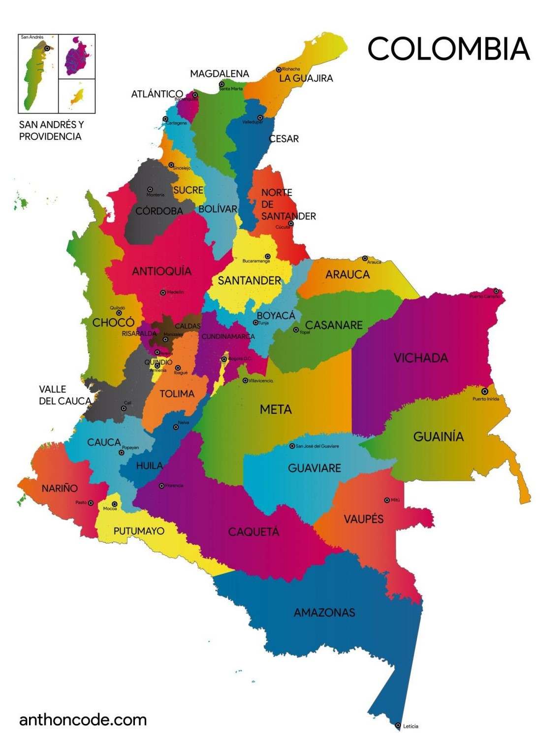 Mapa De Colombia Completo