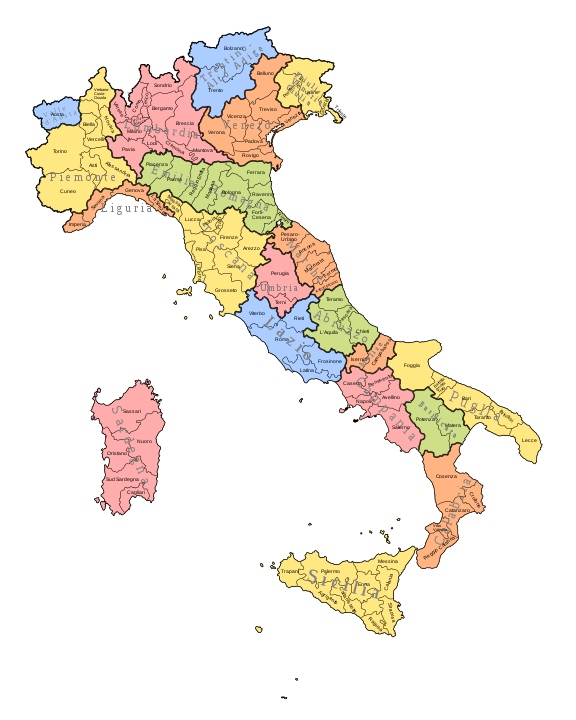 Ciudades de Italia Mapa