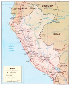 Mapa de Perú con relieve
