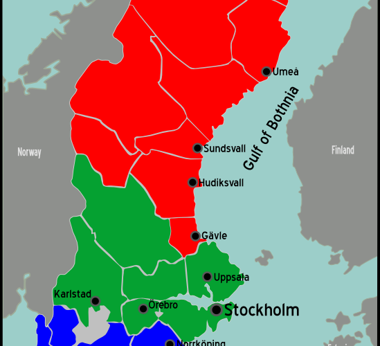 Suecia mapa regiones