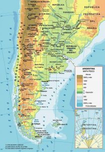 Mapa fisico de Argentina