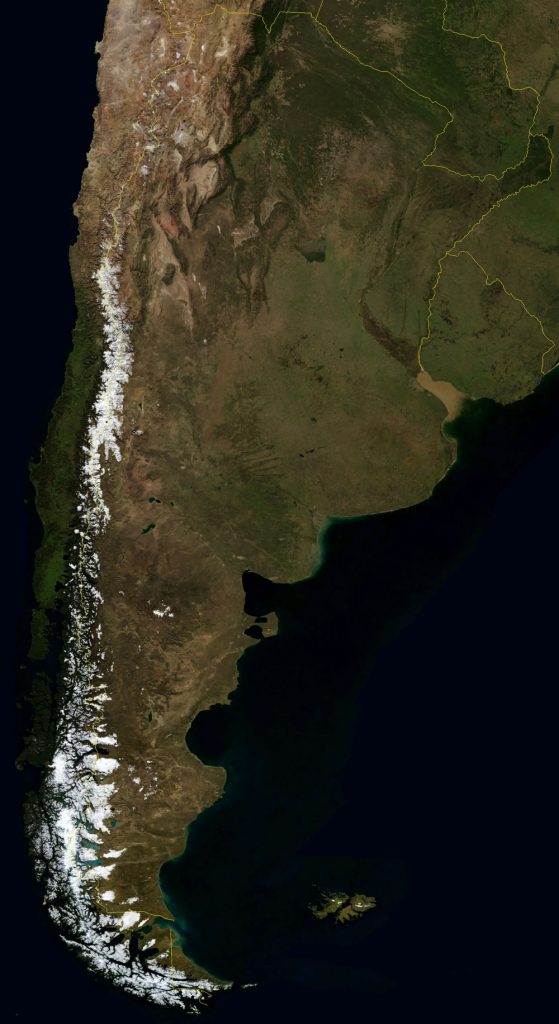 Mapa satelital de Argentina