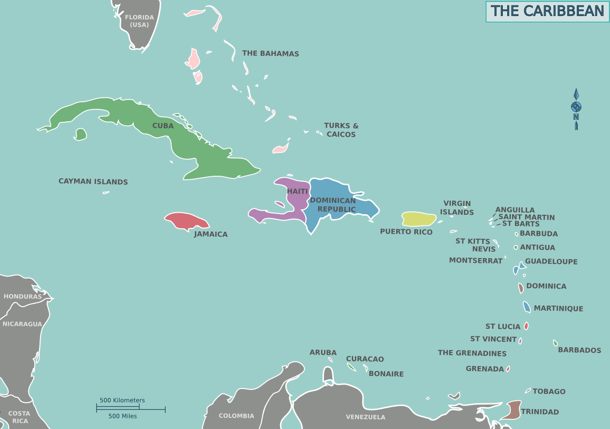 Mapa de El Caribe - Turismo.org