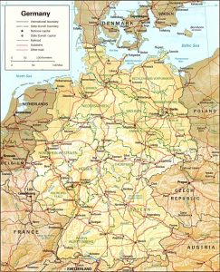 Mapa de Alemania con relieve