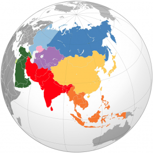 Mapa de las subregiones de Asia