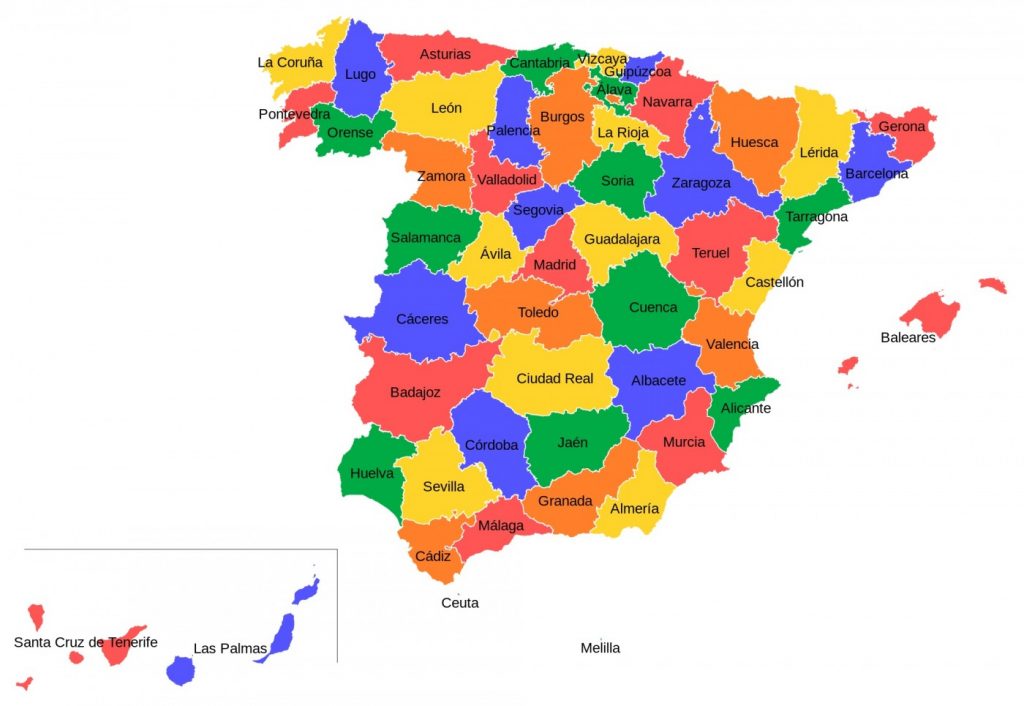 mapa de españa provincias
