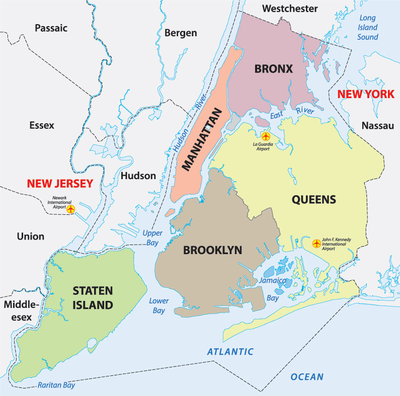 New York City Boroughs map