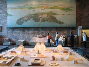 Modelo a escala de la Gran Tenochtitlán (Sala Mexica).Museo de Antropología en México.
