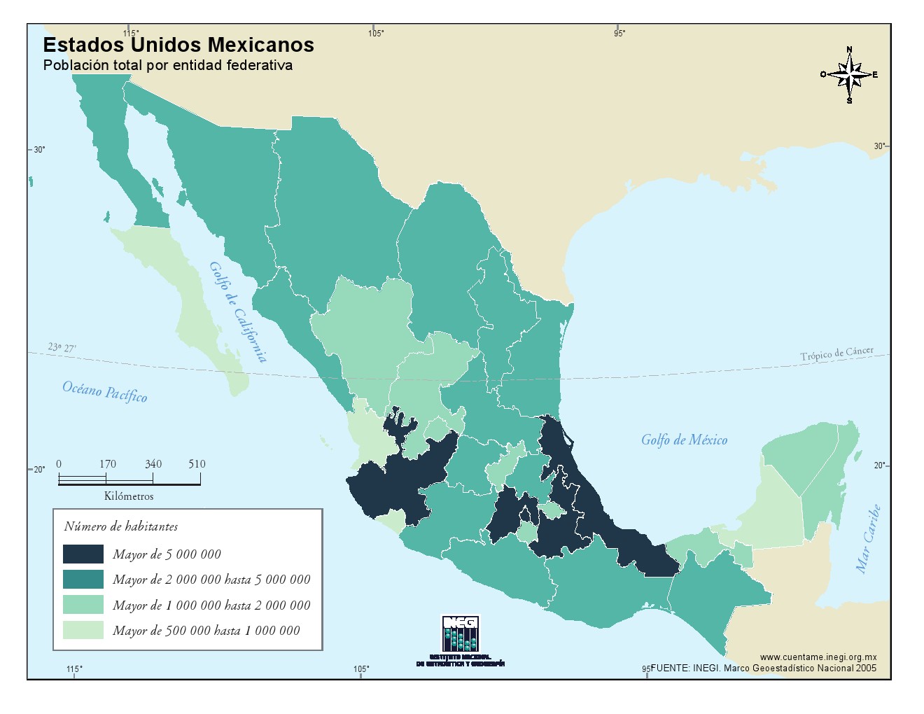 Mapa De Poblacion De Mexico 
